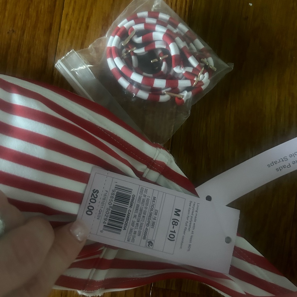 Target Flag Pattern swim top with removable straps NWT Size M - Picture 2 of 2